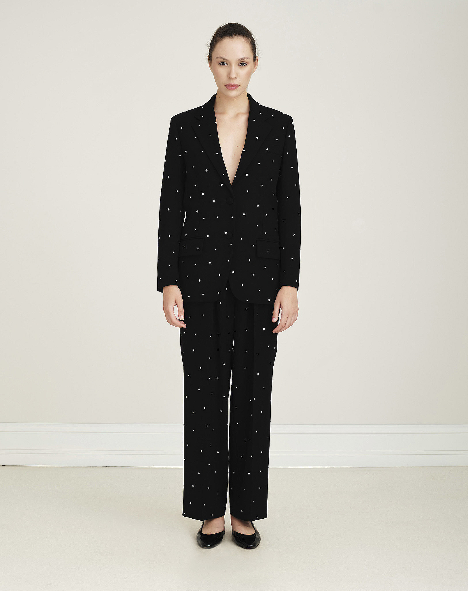 Miu Miu - Black Crystal Embellished Suit / Blazer Jacket & Pants